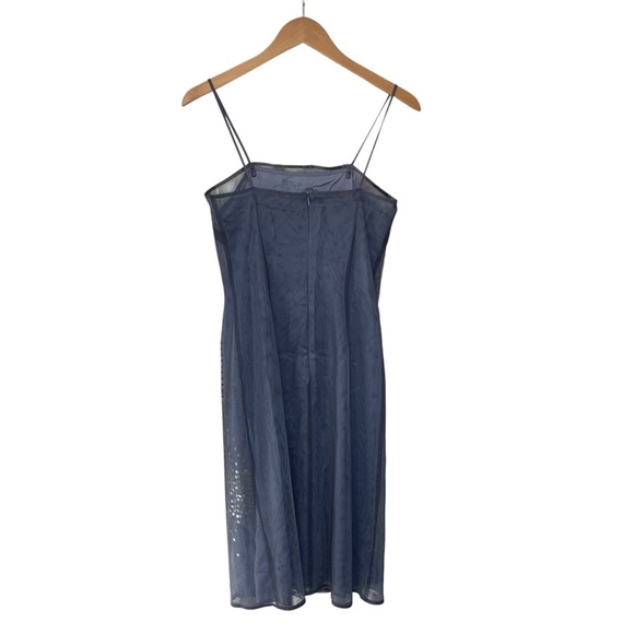 Vintage y2k Express Slate Blue Whimsical Fairy Layered Mesh Sequin Mini Dress M - Picture 4 of 10